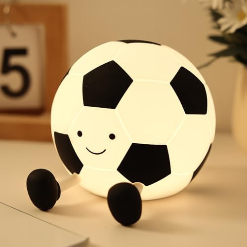 YISUN Soccer Night Light for Boys Light Up Football Lamp Dimmable Rechargeable Silicone Night Light Home Decor Birthday Christmas Gifts for Kids | Amazon (US)