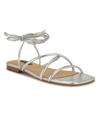 Nine West Women's Mikila Strappy Lace Up Flat Sandals - Macy's | Macy's