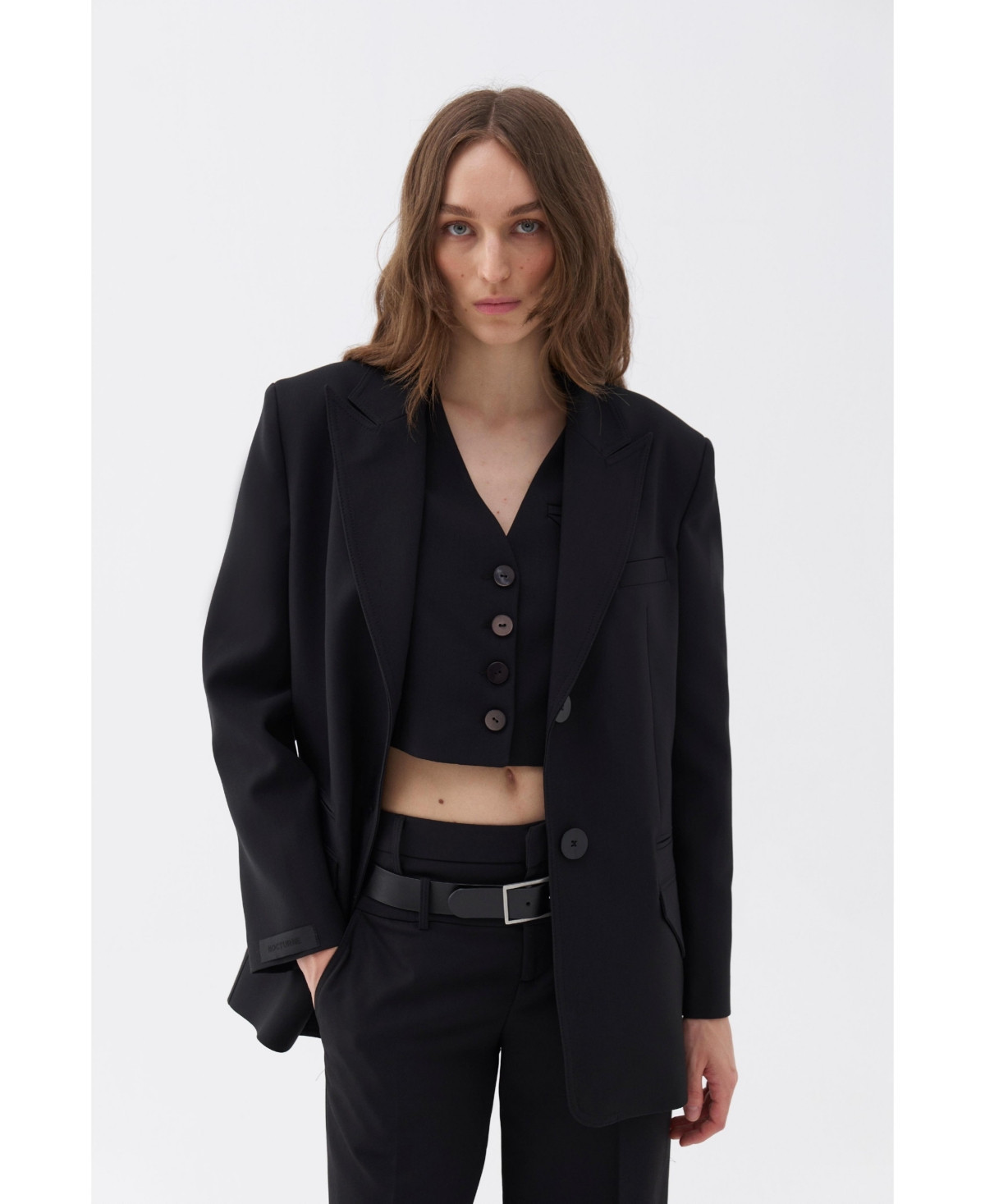 Nocturne Women's Padded Shoulder Blazer Jacket - Black | Macy's