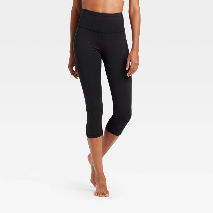 Women's Contour Power Waist High-Rise Capri Leggings with Pocket 20" - All in Motion™ Black | Target
