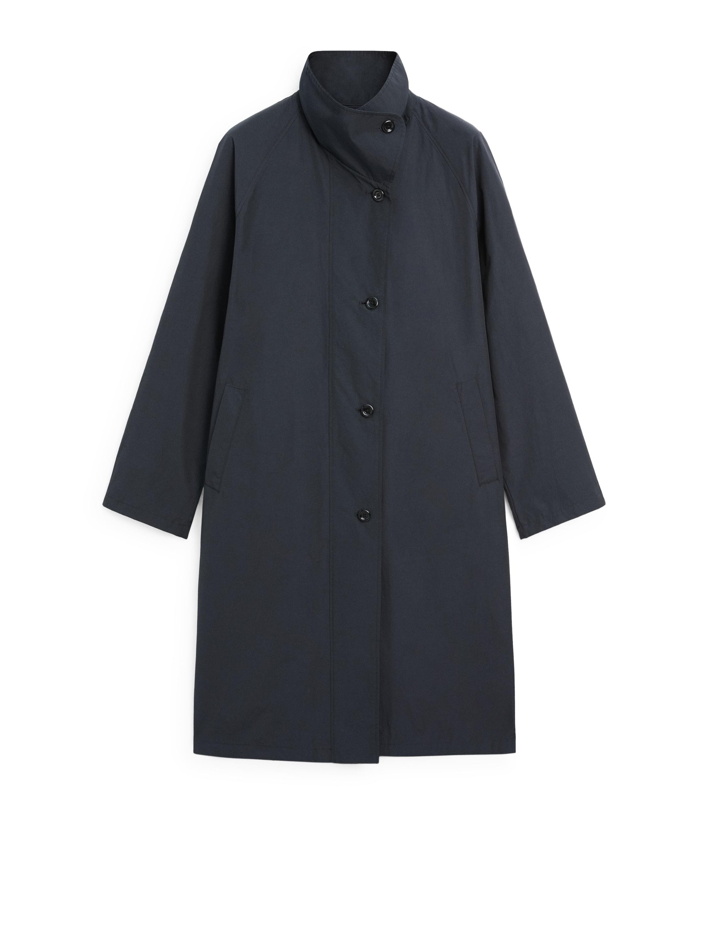 High neck technical trench coat - DARK NAVY | Massimo Dutti UK