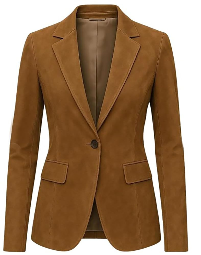 Brown Suede Blazer Women - One Button Blazer Women | Amazon (US)