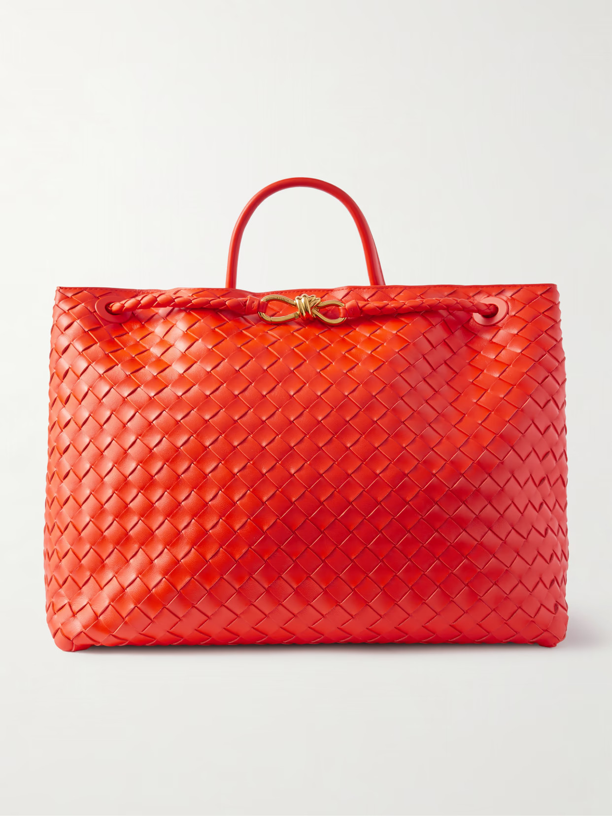 Bottega Veneta - Andiamo Large Embellished Intrecciato Leather Tote - Orange | NET-A-PORTER (US)