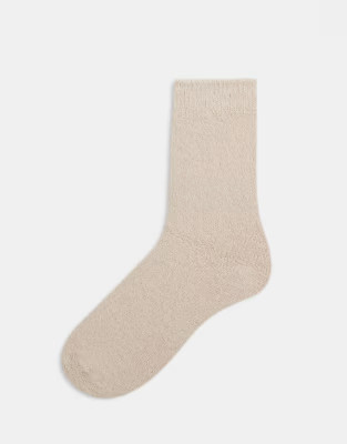 Topshop fluffy cosy sock in beige | ASOS | ASOS (Global)