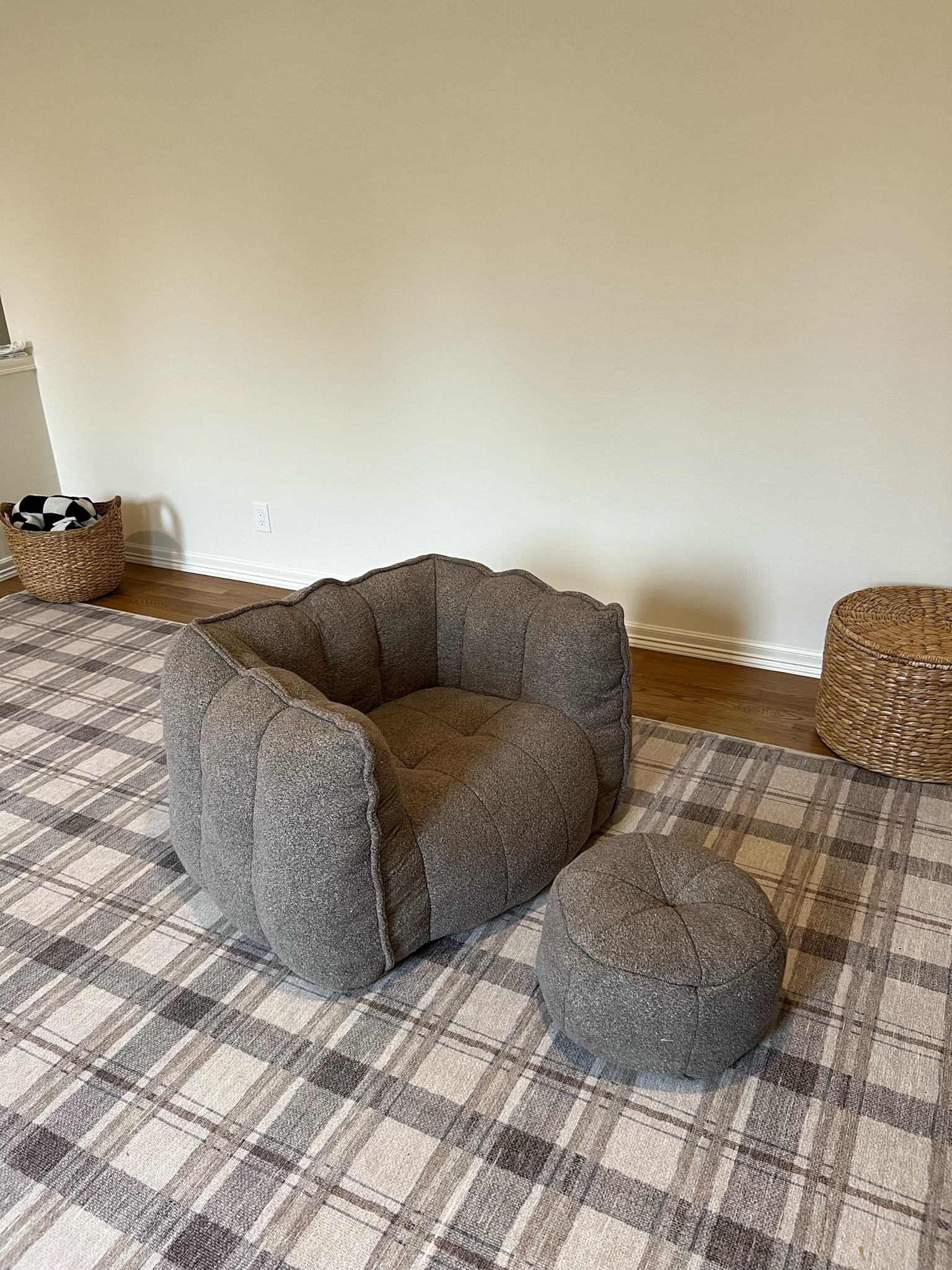 This Sherpa lounge chair and leg rest are just over $200 right now on sale!! I bought two in the taupe color for our playroom. I think they will be the perfect size for the kids to grow into cozy and fit the vibe of the Ruggable rug we love so much it’s washable!! 