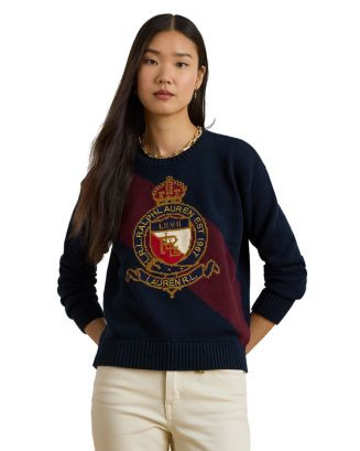 Color Blocked Crest Cotton Sweater | Bloomingdale's (US)