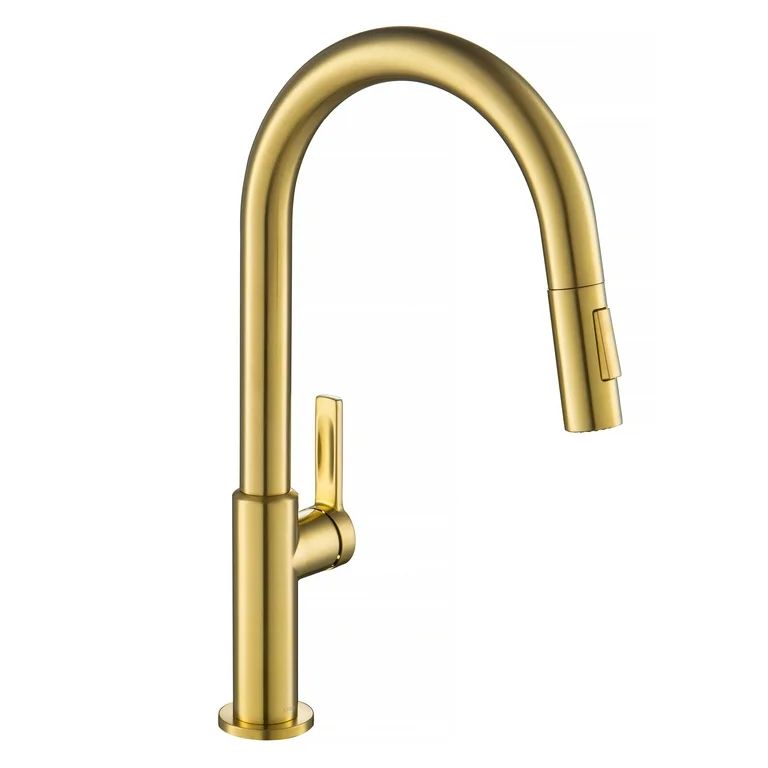 Kraus Oletto Single Handle Pull-Down Kitchen Faucet in Brushed Brass | Walmart (US)