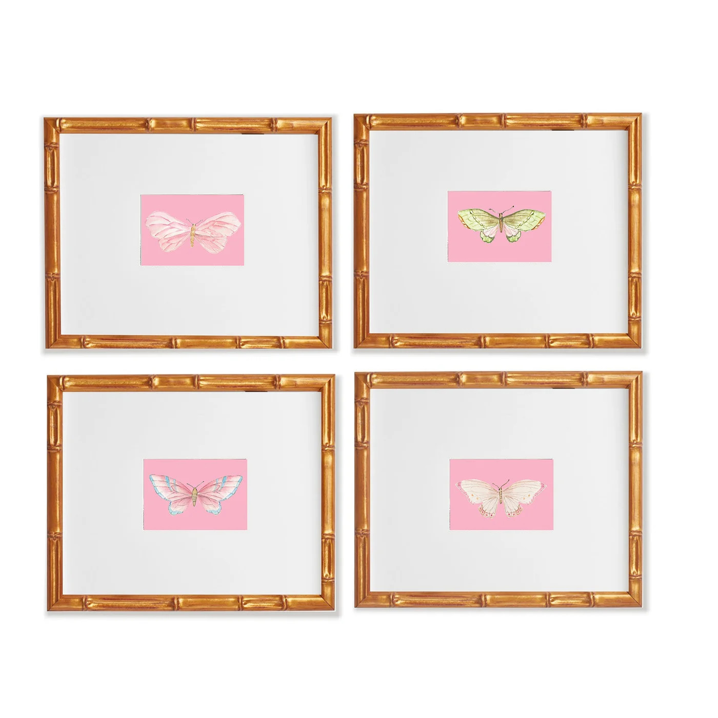 Set of Four Butterfly Art Print in Multiple Colors | Bubblegum Pink wi | Sweet Pea and Whimsy
