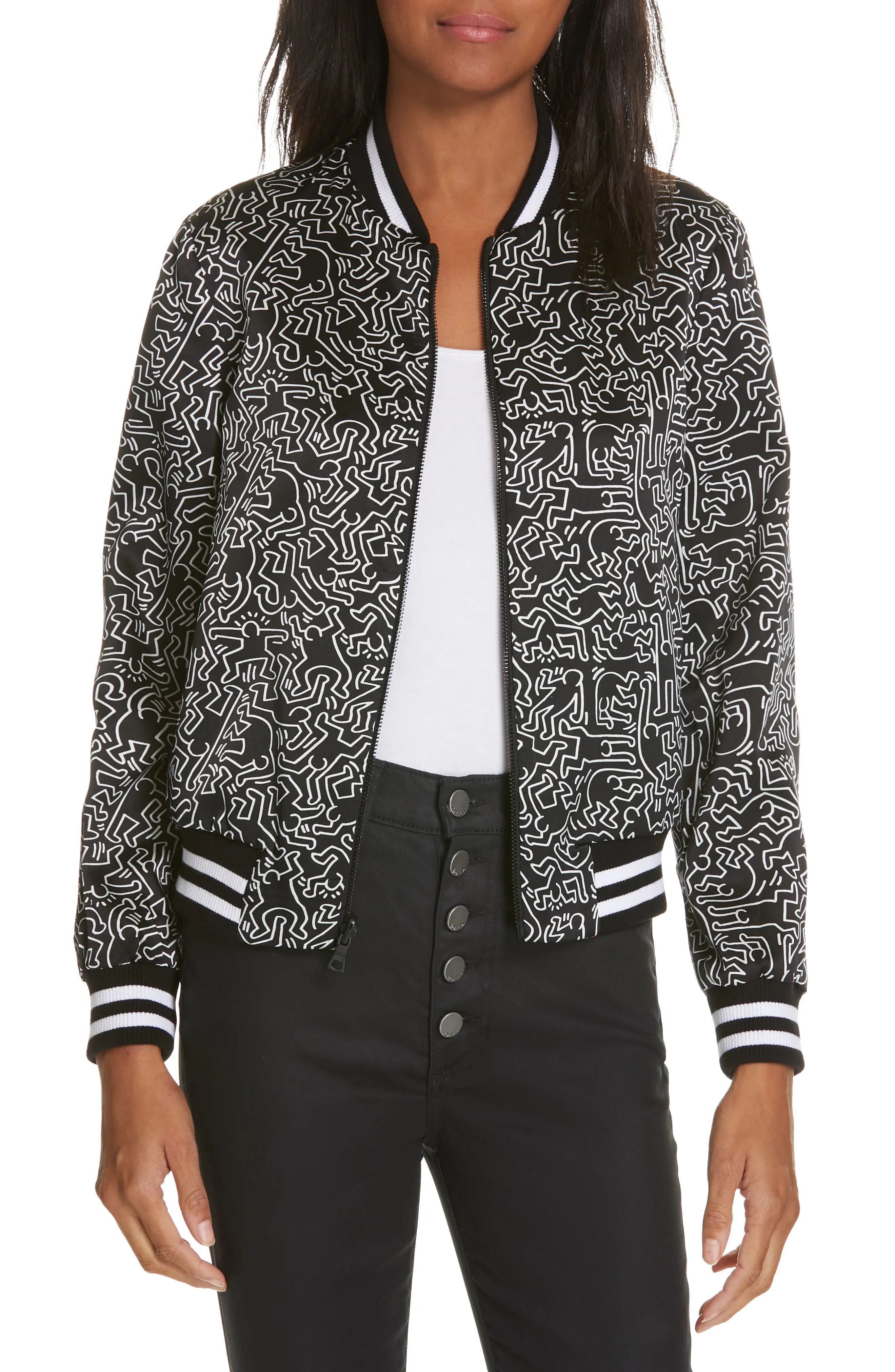 Alice + Olivia x Keith Haring Lonnie Reversible Bomber Jacket | Nordstrom