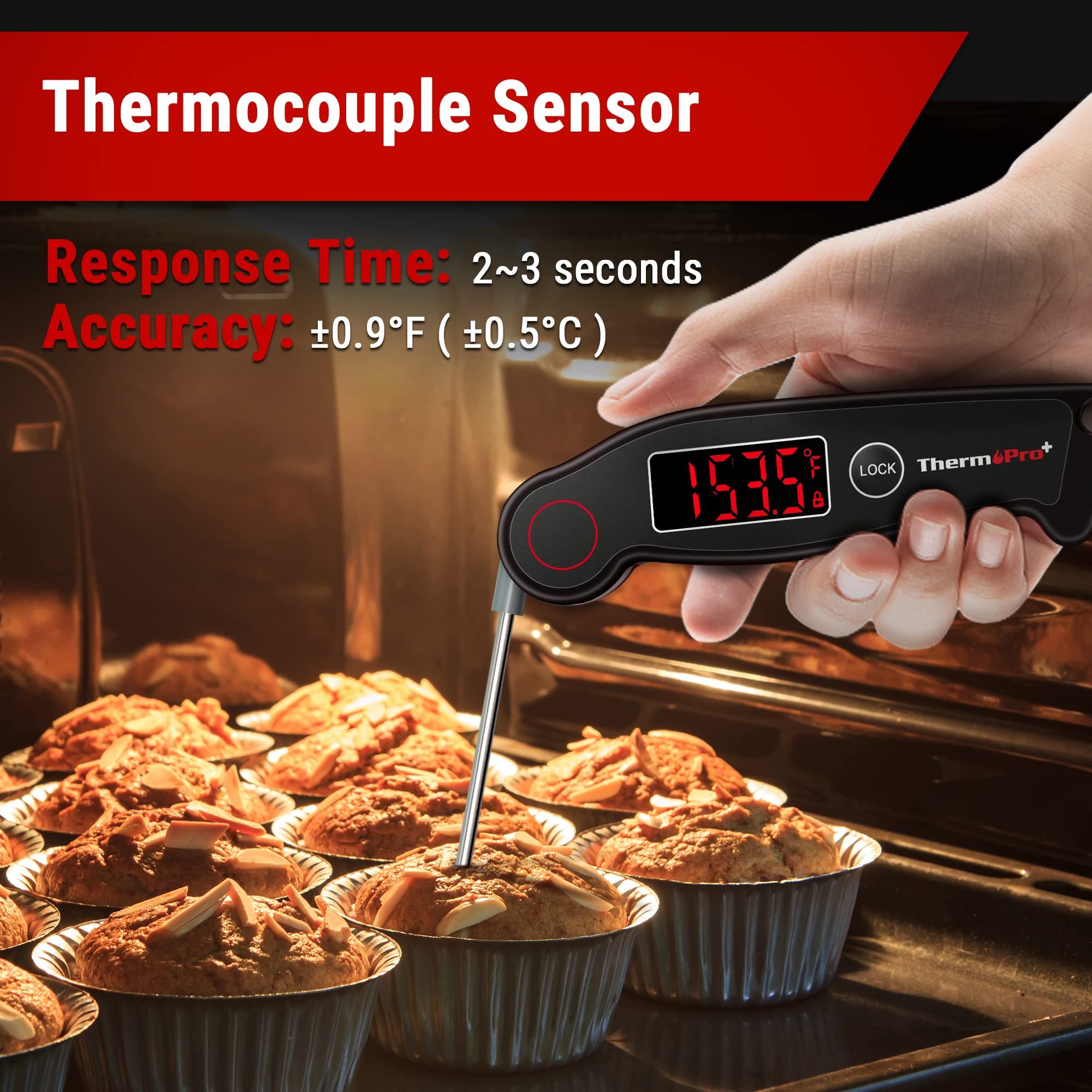 ThermoPro TP19 Waterproof Digital Meat Thermometer for Grilling with Ambidextrous Backlit & Therm... | Amazon (US)
