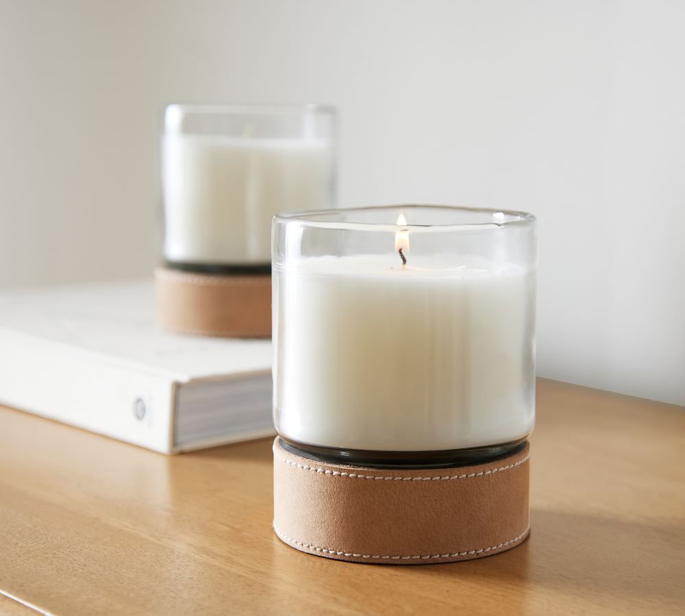 Saddle Leather Candle - Tabac &amp; Suede | Pottery Barn (US)