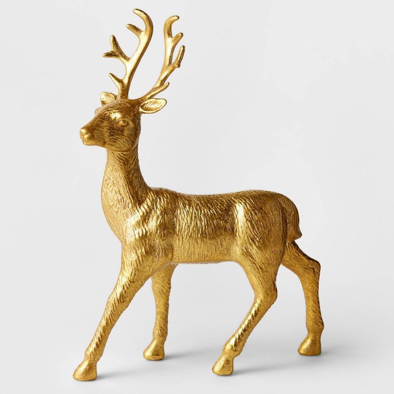 12.5&#34; Plastic Standing Deer Decorative Figurine Gold - Wondershop&#8482; | Target