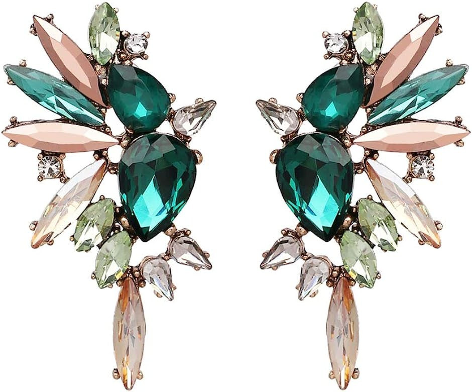 Fahion Statement Vintage Drop Dangle Earrings for Women Girls Green Crystal Earrings | Amazon (US)
