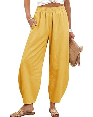 Tanming Womens Barrel Pants High Elastic Waisted Summer Capri Pants Loose Fit Casual Wide Leg Tro... | Amazon (US)