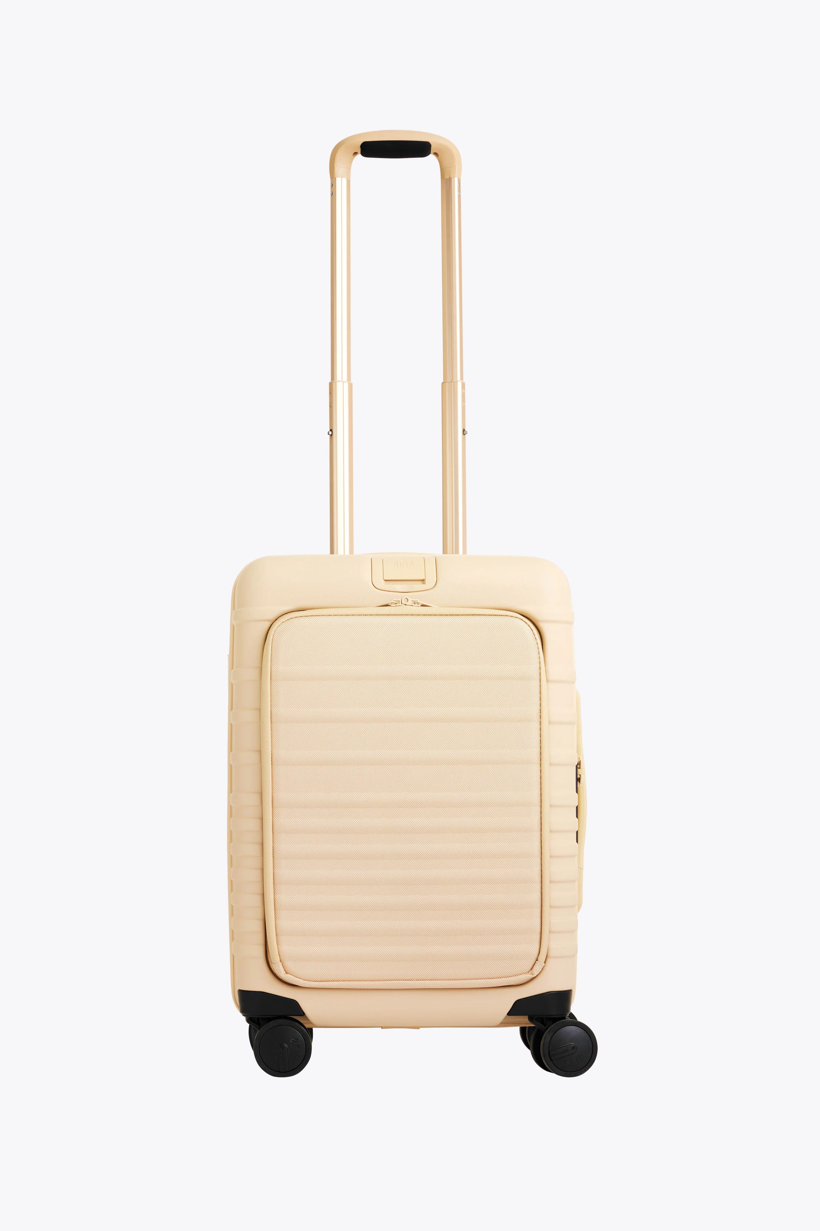 BÉIS 'The Front Pocket Carry-On' In Beige - Beige Carry-On Luggage With Front Pocket | BÉIS Travel