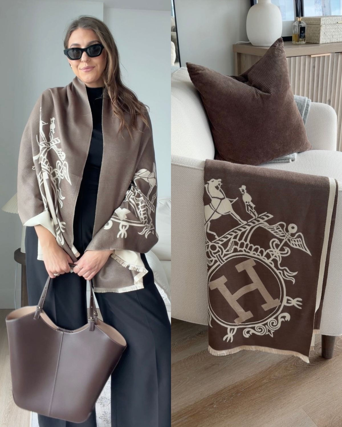 Designer-style scarf, bag & throw

Keywords:
designer inspired scarf, brown throw blanket, neutral decor, amazon home finds

#LTKootd #LTKWorkwear #LTKMidsize