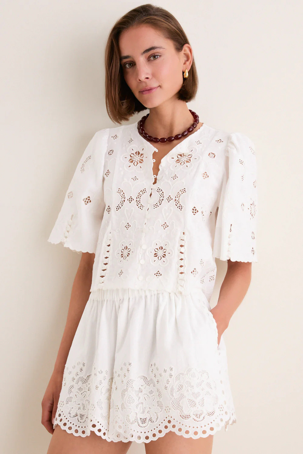 White Gardener Embroidery Short Sleeve Top | Tuckernuck (US)