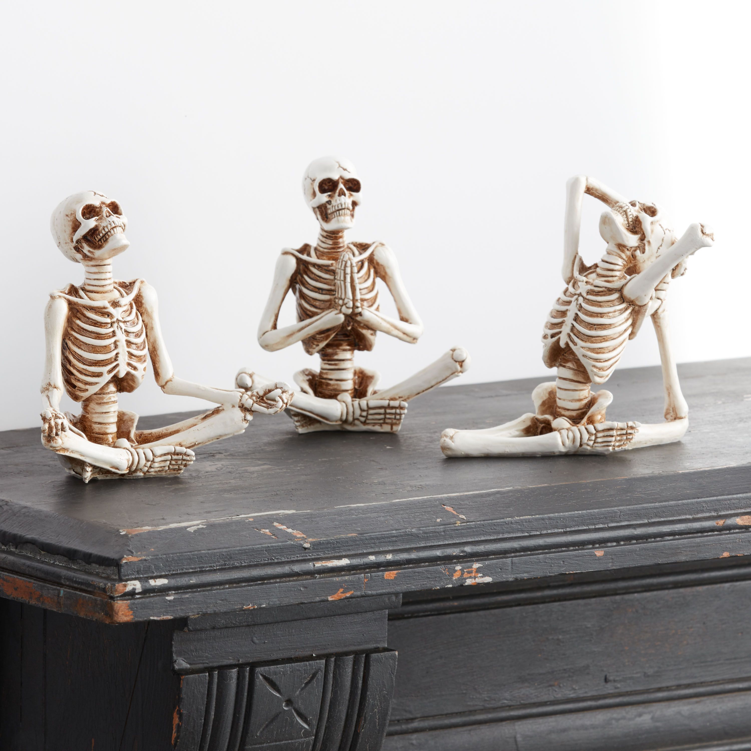 Antiqued Yoga Skeleton Decor Set of 3 - World Market | World Market