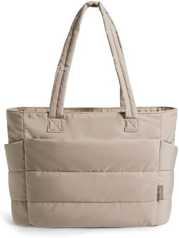 BAGSMART Tote Bag for Women, Lightweight Puffy Tote Bag with Compartments Quilted Shoulder Bag Ha... | Amazon (US)