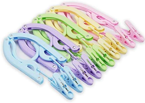 10 Pcs Travel Hangers with Clips - Portable Folding Clothes Hangers Travel Accessories Foldable C... | Amazon (US)