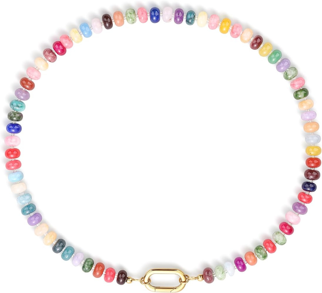 SAMYA Colorful Beaded Necklace for Women, 46cm Beaded Choker Chakra Necklace, Summer Necklace for... | Amazon (CA)