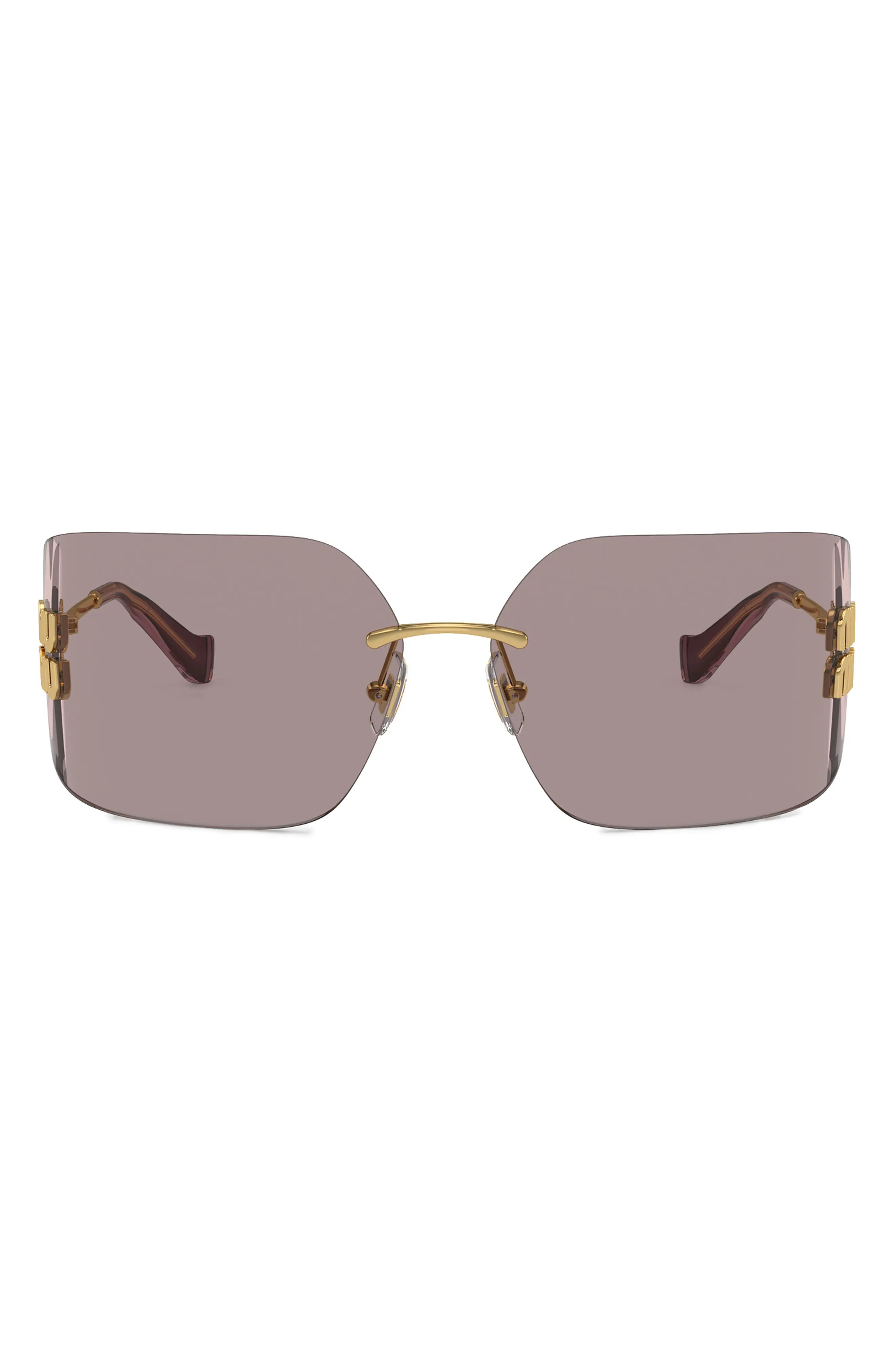 Miu Miu 80mm Oversize Irregular Sunglasses in Gold at Nordstrom | Nordstrom