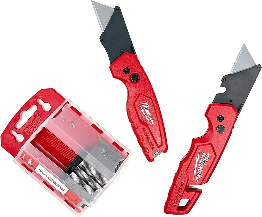 Milwaukee Fastback Flip Utility Knife 2 Piece Set with Razor Blade Dispenser (50 Blades Included) | Amazon (US)