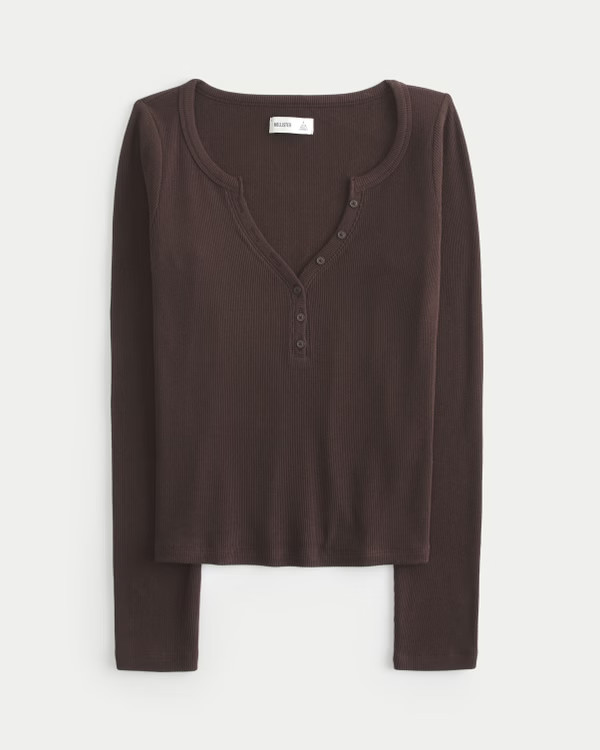 Women's Cozy Ribbed Seamless Fabric Henley | Women's Tops | HollisterCo.com | Hollister (US)