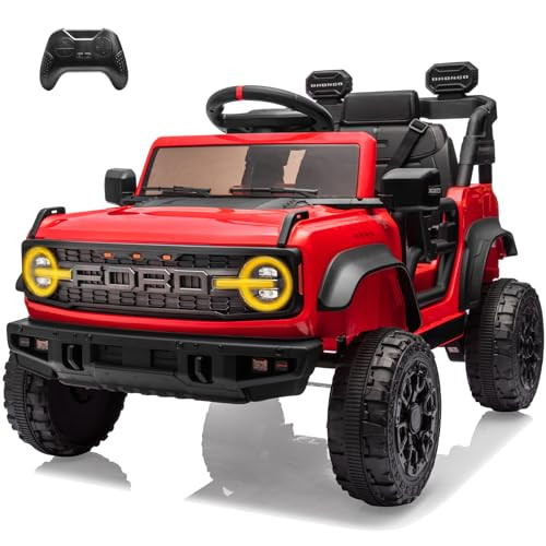 YOFE 12V Ride on Toy for Kids,Ford Bronco Raptor Kids Electric Vehicle Car with Remote Control,12Volt Ride on Truck Toy Car with 4-Wheel Suspension,LED Light,Bluetooth,3 Speeds (1 Seater, 12V, Ruby) | Amazon (US)