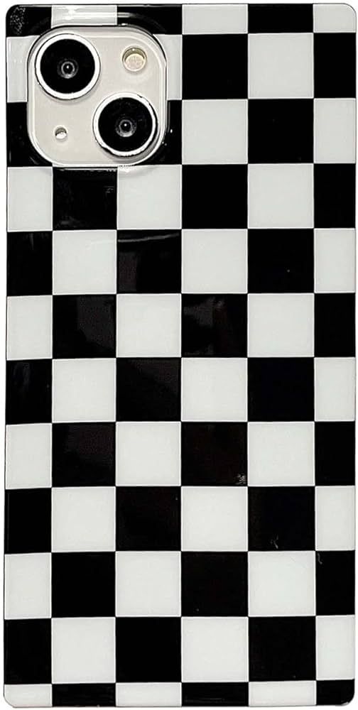 Square Checkered Phone Case for iPhone 13 Pro Max Black White Grids Plaid Checkerboard Slim Soft ... | Amazon (US)