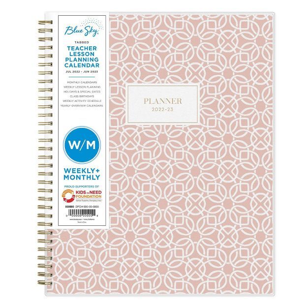 2022-23 Academic Teacher Lesson Planner Frosted Weekly/Monthly Danson Peach - Blue Sky | Target