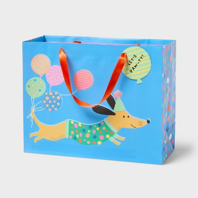 Large Party Dog Birthday Gift Bag with Tag Blue - Spritz™ | Target
