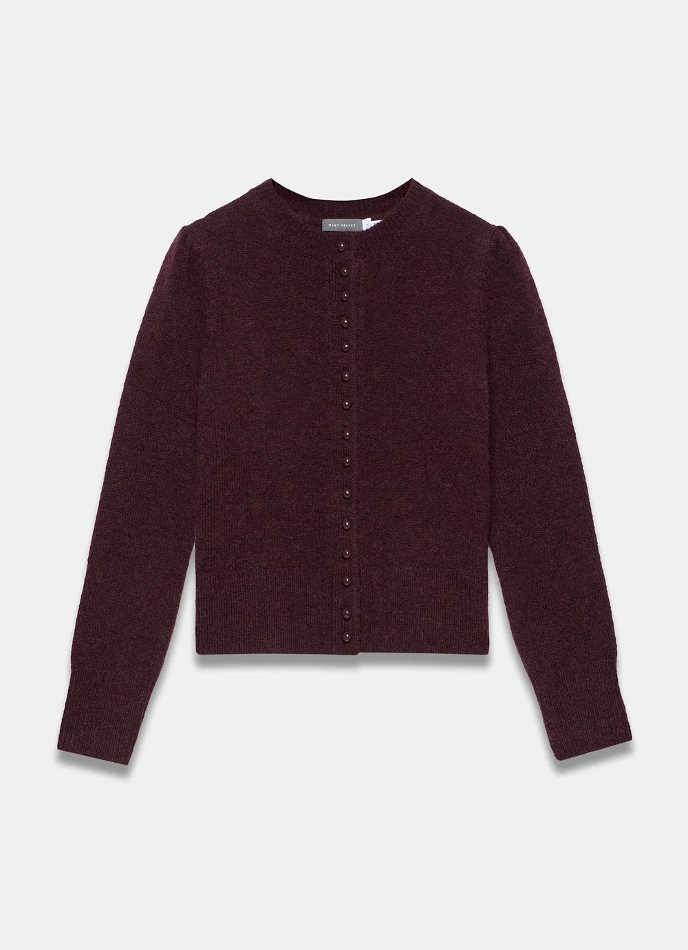 Burgundy Wool Blend Knit Cardigan | Mint Velvet
