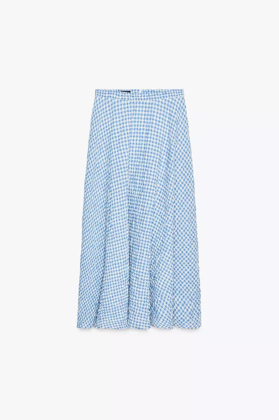 GINGHAM MIDI FLARED SKIRT | Zara US