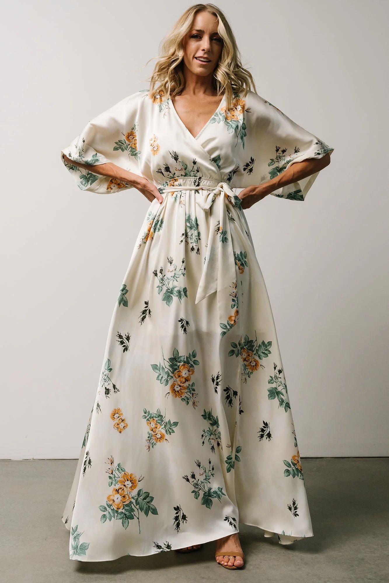 Adrianna Kimono Maxi Dress | Ivory Floral | Baltic Born