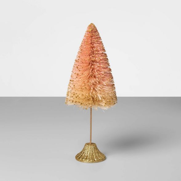 13" x 4.7" Bottle Brush Christmas Tree Pink/Gold - Opalhouse™ | Target