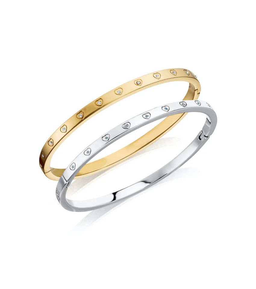 Crystal Heart Bangle Set (Gold/Silver) | Abbott Lyon