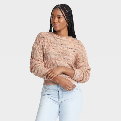 Women's Crewneck Tie-Back Pullover Sweater - Universal Thread™ Space Dye | Target
