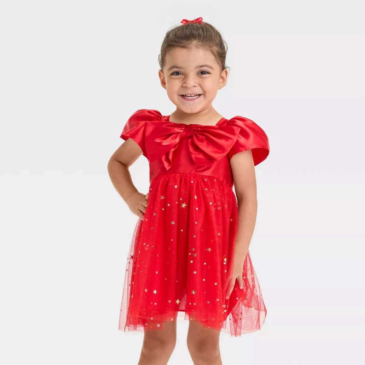 Toddler Girls' Audrey Camille Bow Tulle Dress - Red | Target