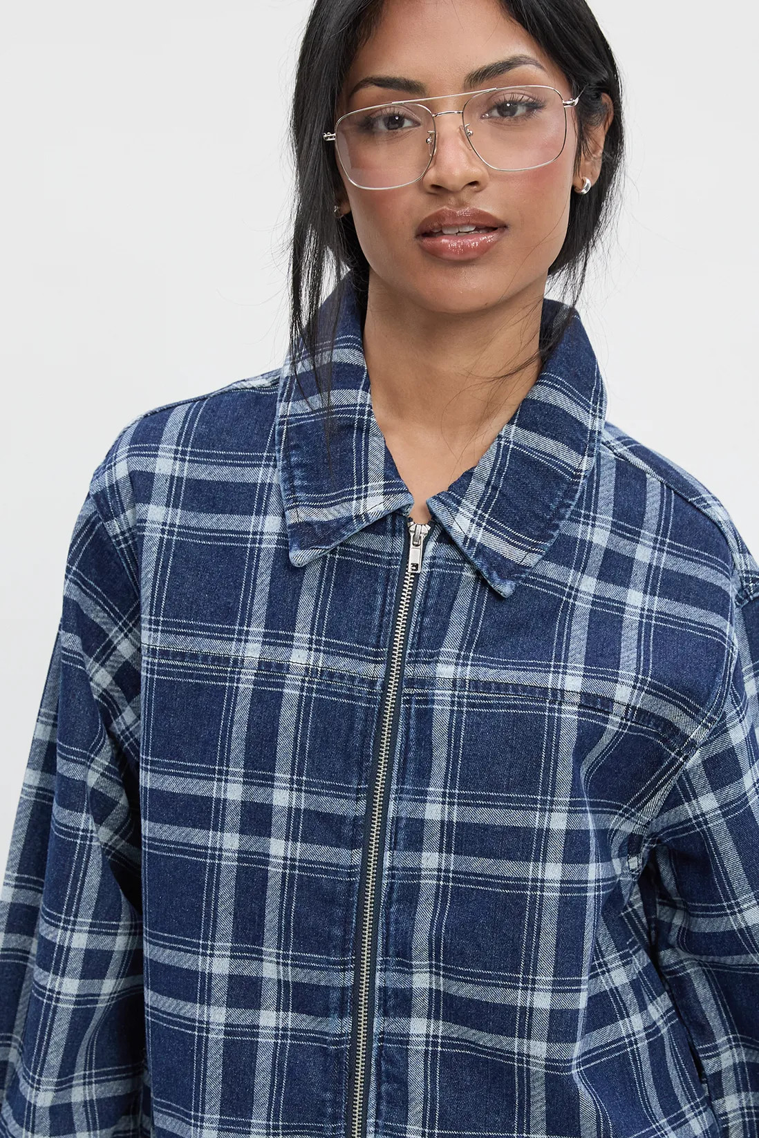 Checked Denim Jacket | Boohoo.com (UK & IE)