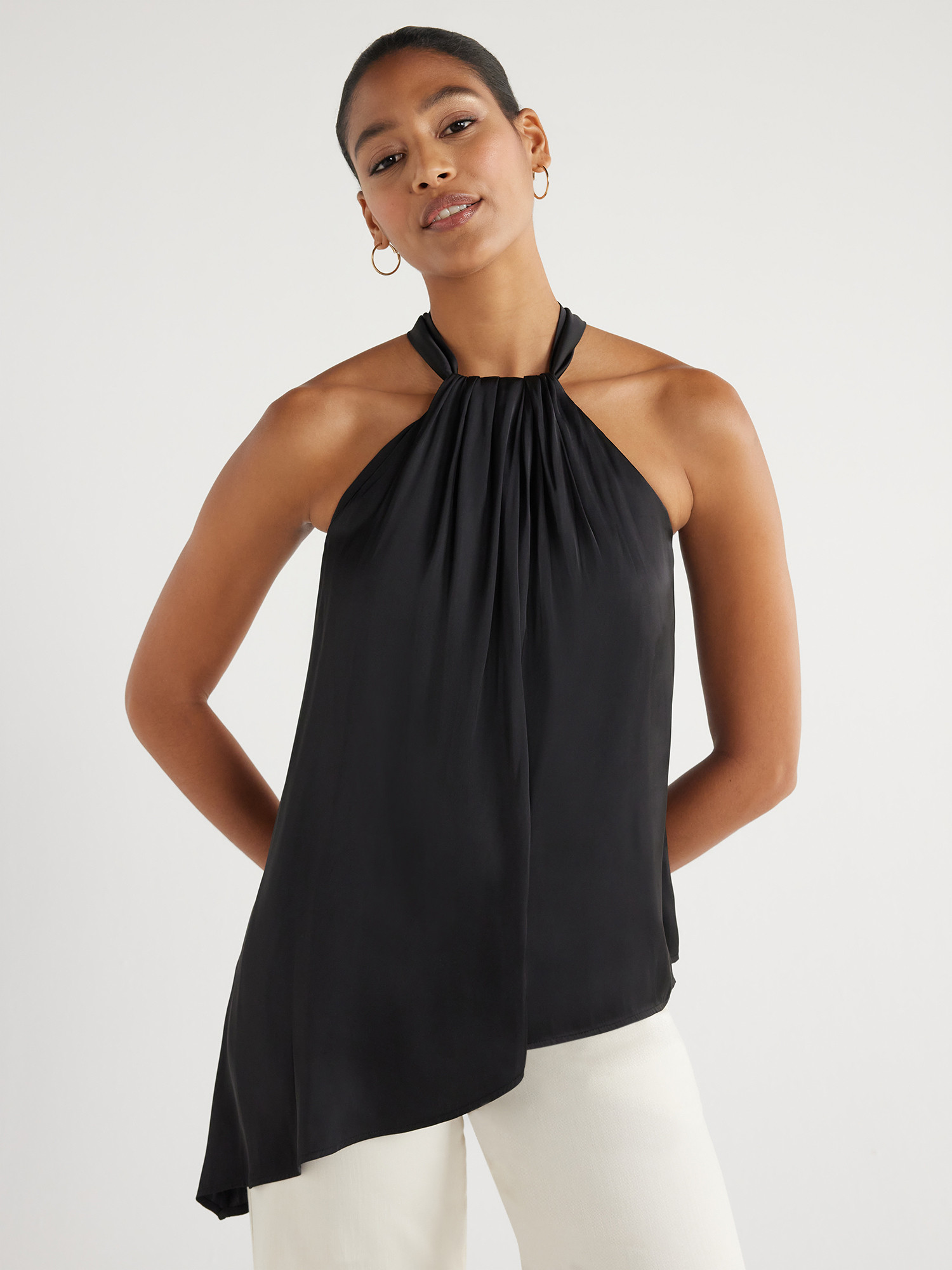 Scoop Women’s Asymmetrical Halter Top, Sizes XS-XXL | Walmart (US)