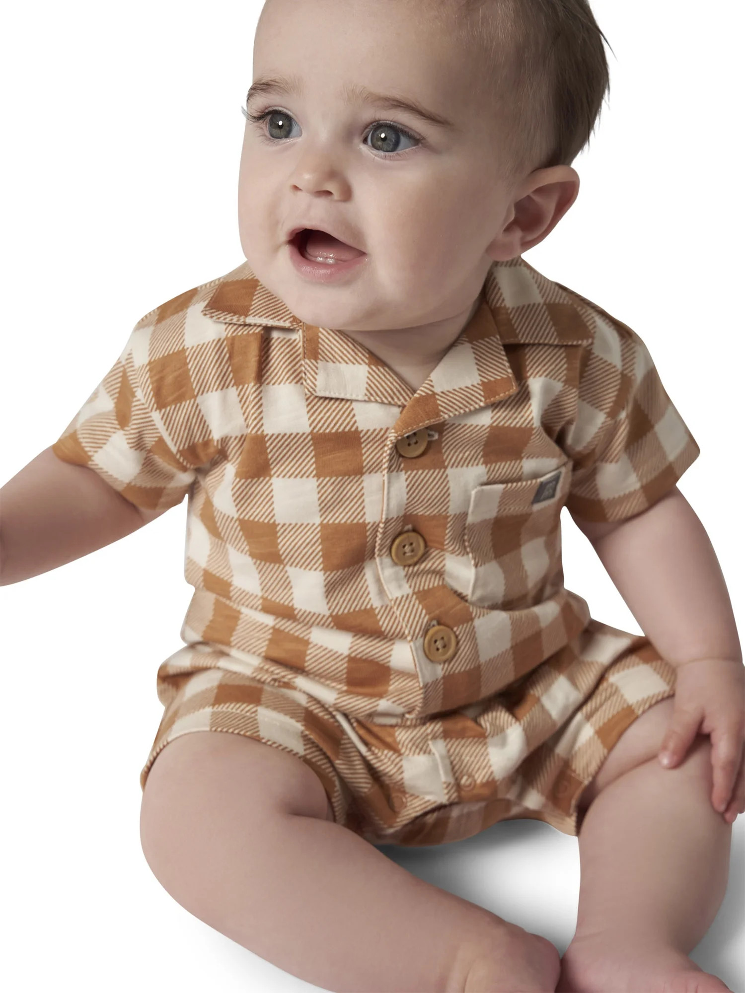 Modern Moments by Gerber Baby Boy Short Sleeve Romper, Sizes 0/3 Months - 24 Months | Walmart (US)
