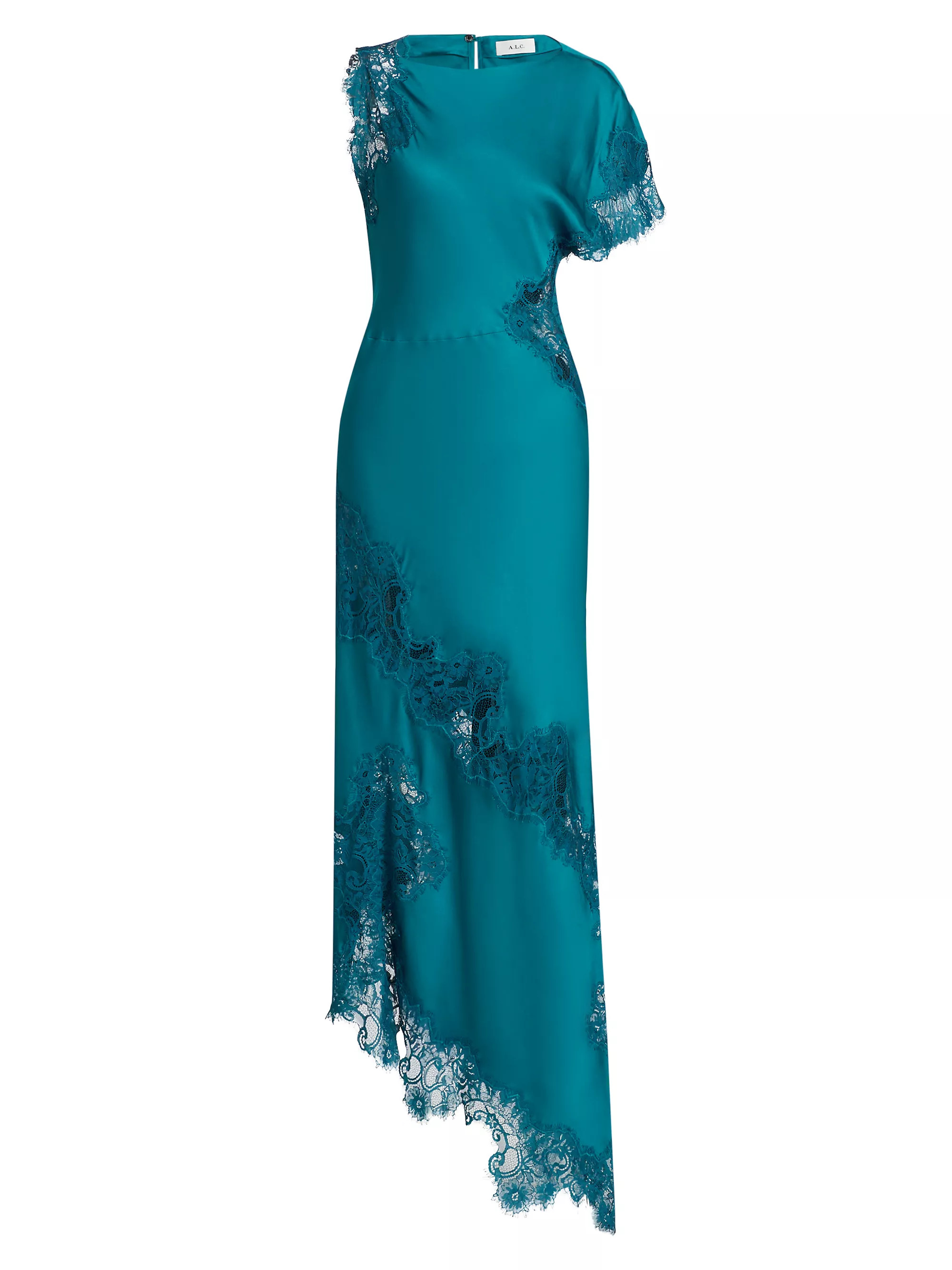 Alessia Lace-Trim Satin Maxi Dress | Saks Fifth Avenue