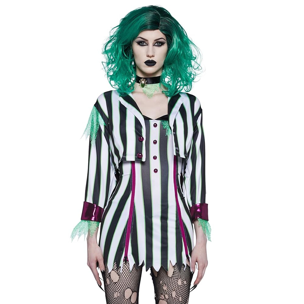Dolls Kill BetelJuice Black & White Striped Costume - Undead Ghost Outfit by Trickz N' Treatz | Amazon (US)