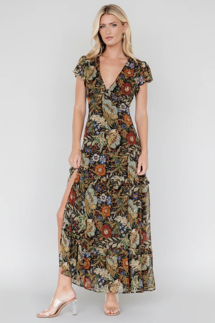 Riverwood Deep V Maxi Dress \u2014 Floral Chiffon | Baltic Born | Baltic Born