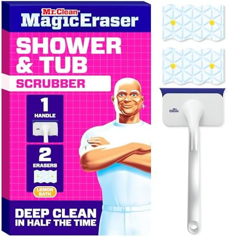 Mr. Clean Magic Eraser Shower & Tub Scrubber, Bathroom Cleaner, All in One Bathroom Cleaner, Lemo... | Amazon (US)