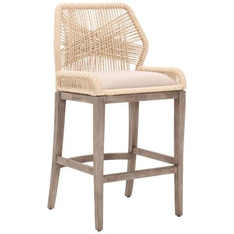 Loom 30" Sand Rope and Stone Wash Bar Stool | LampsPlus.com