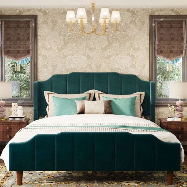 Allyson Queen Size Modern Curved Upholstered Bed | Wayfair North America