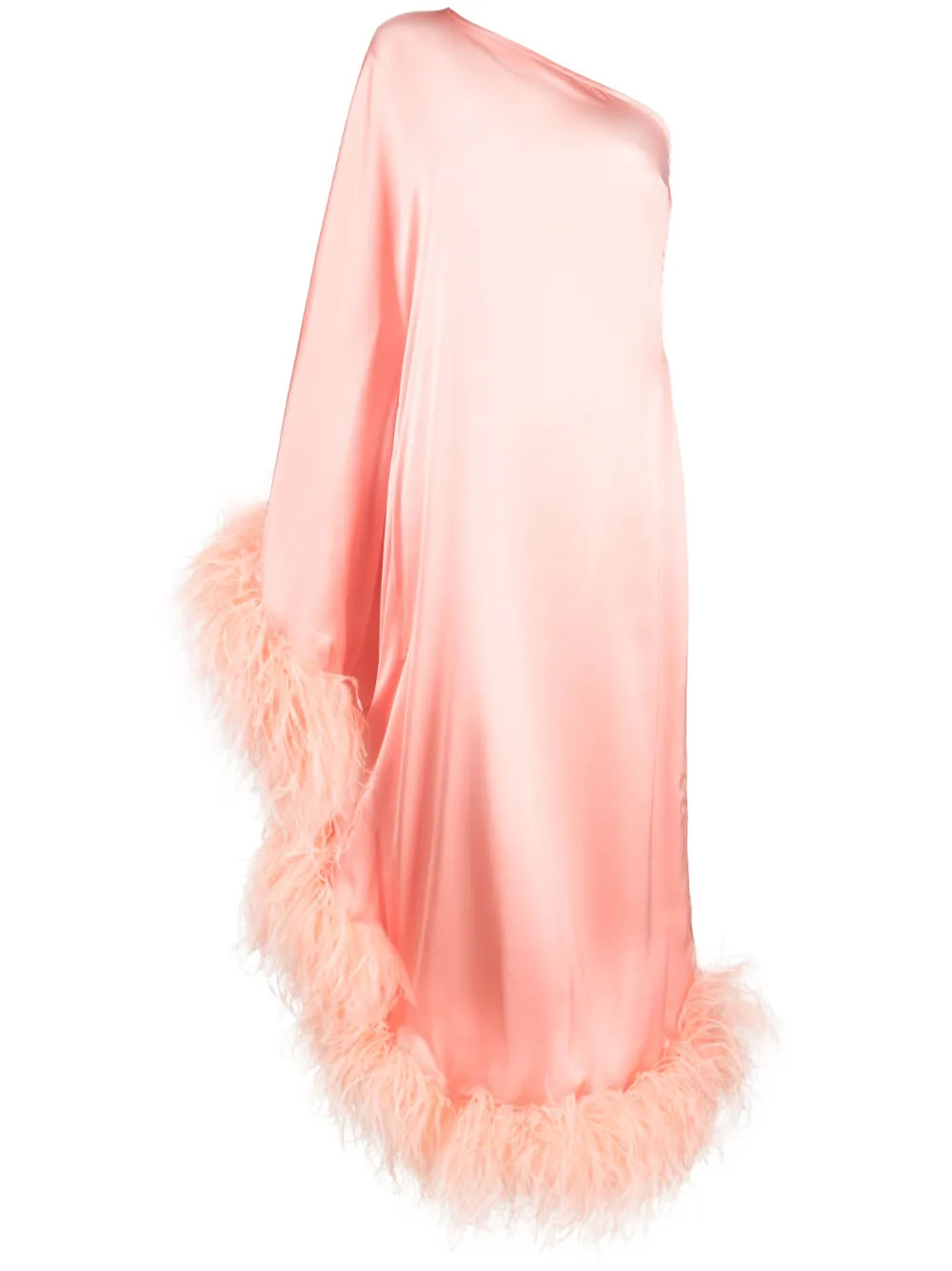 Taller Marmo Ubud feather-trim Satin Gown - Farfetch | Farfetch Global