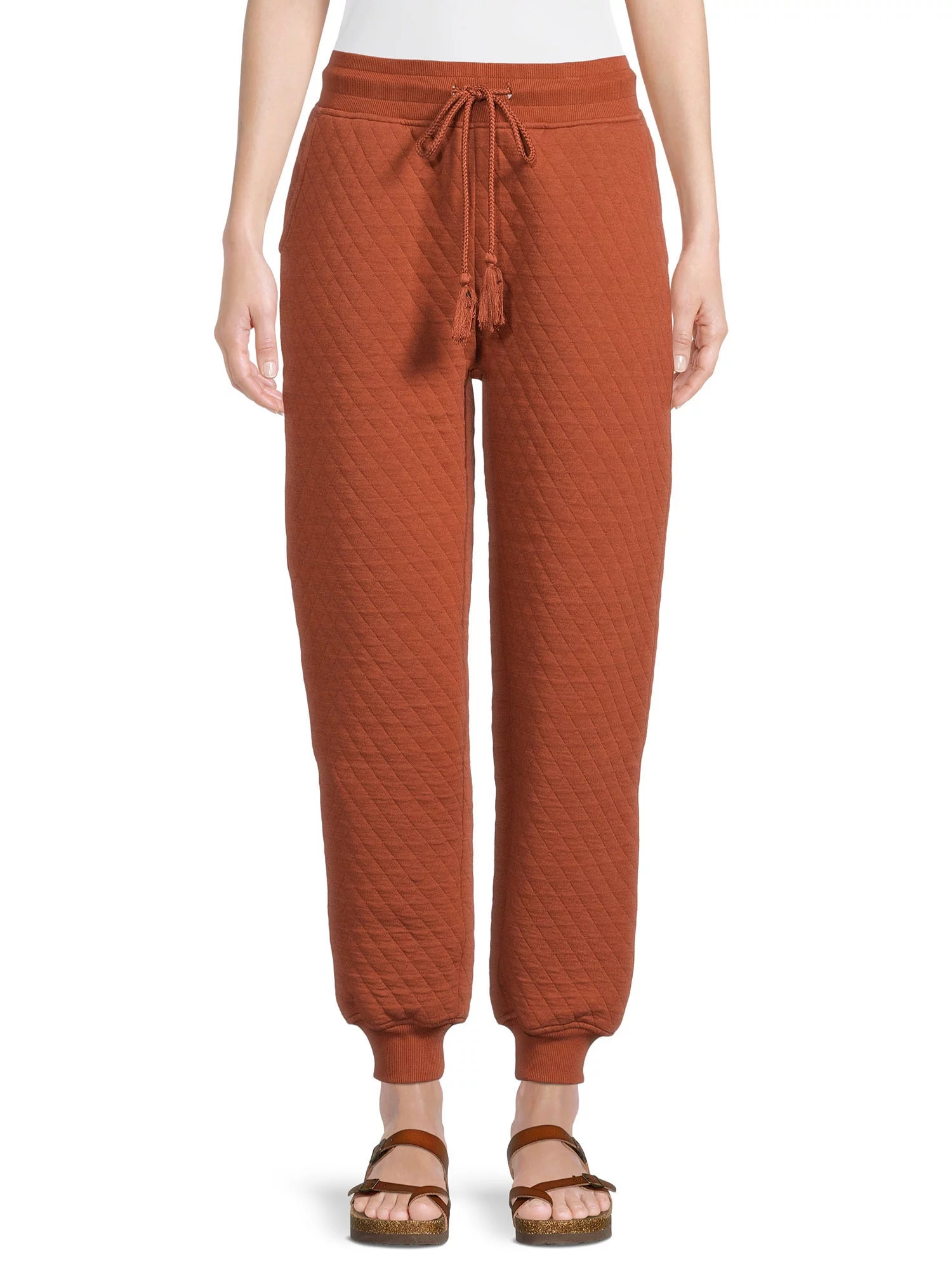 Time and Tru Women's Coordinating Quilted Drawstring Waist Pant - Walmart.com | Walmart (US)